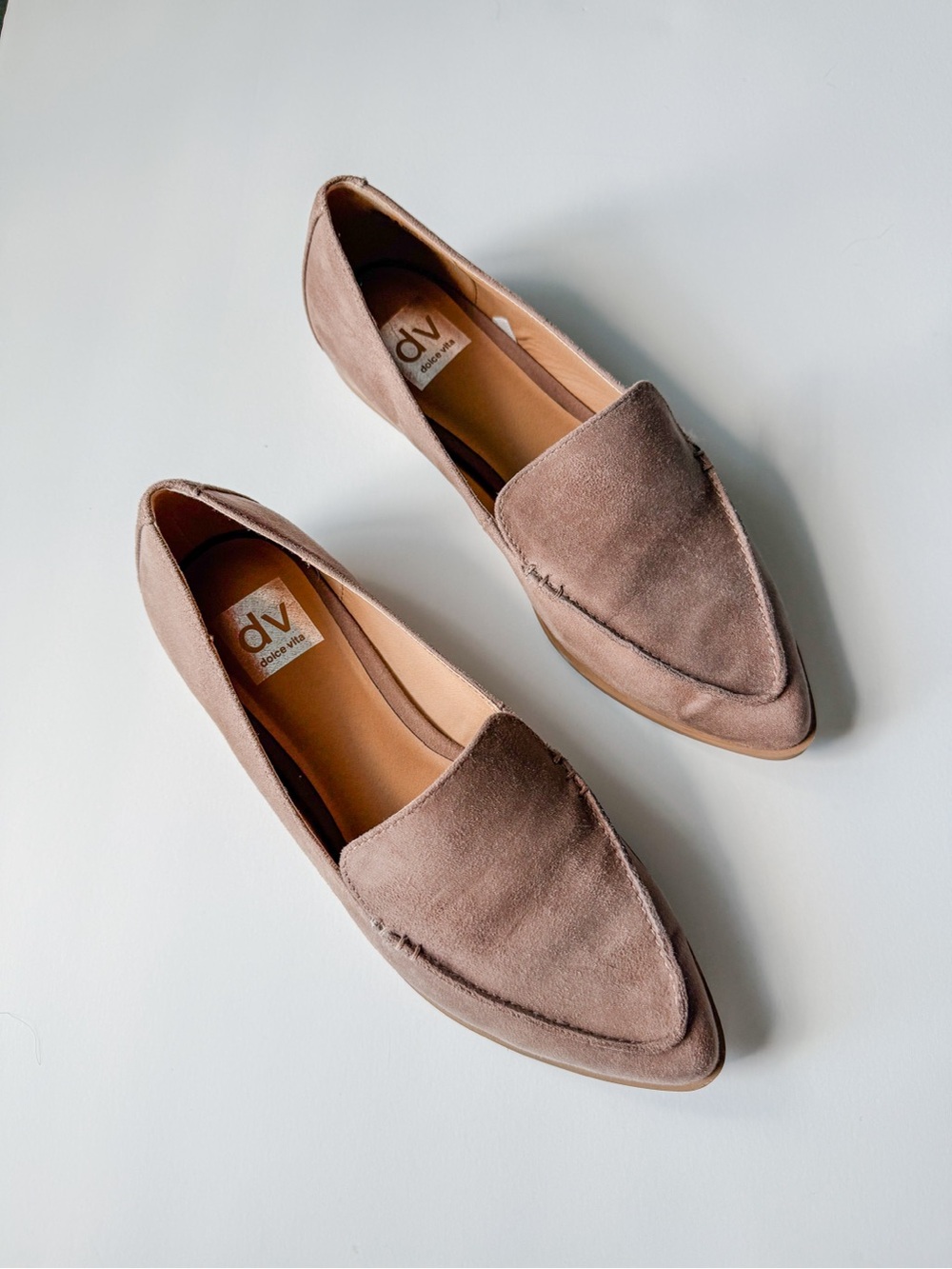 DV by Dolce Vita Taupe Suede Pointed Loafers